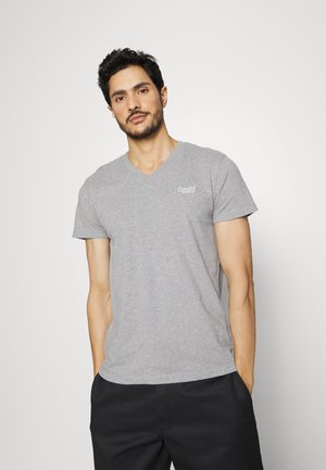 Superdry & Co, VINTAGE LOGO VEE TEE - Camiseta básica - grey marl