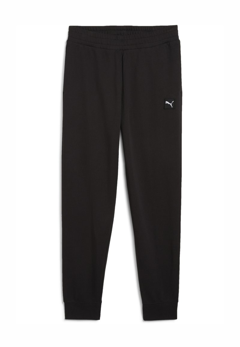 Pantaloni da jogging neri realizzati in tessuto morbido, con vita elastica e una piccola etichetta con il logo bianco della Puma sulla coscia sinistra.
