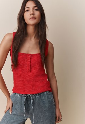 TALL FIT - TEXTURED HENLEY DETAIL TANK   - Blouse - red