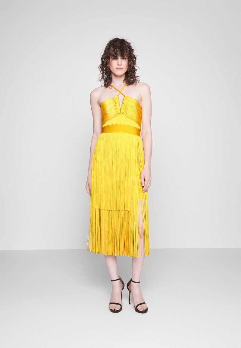 Hervé Léger PLUNGING STRAPPY FRINGE MIDI DRESS Cocktail dress / Party