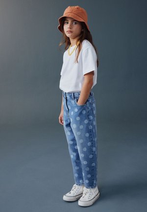 Next, REGULAR FIT - BARREL  - Jeans Tapered Fit - lightwash polka dot