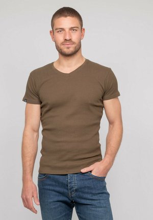 COL V WILLIAM - T-shirt basique - kaki