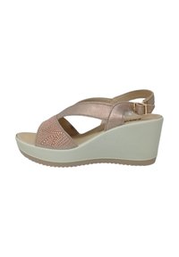 ENVAL SOFT Sandali Da Donna Linea Cooda In Pelle Beige Zeppa C.6,Nu