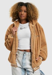 Karl Kani METAL SIGNATURE OS FUR FULL ZIP - Fleecejacka - sand