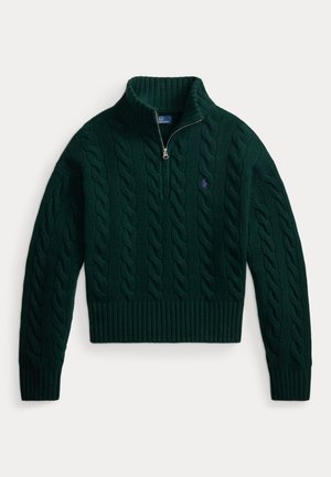 Polo Ralph Lauren, CABLE WOOL-CASHMERE HALF-ZIP SWEATER - Striktrøje - college green