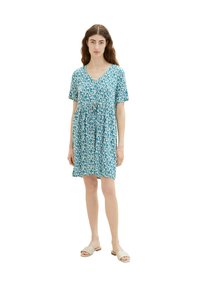 TOM TAILOR Shirt dress - petrol small abstract design