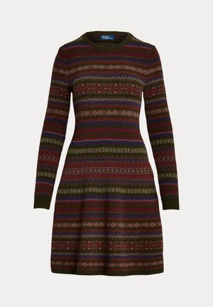 FAIR ISLE WOOL BLEND SWEATER DRESS - Svetríkové šaty - olive multi
