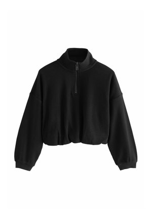 LONG SLEEVE TEXTURED ZIP - Sweatshirt - black