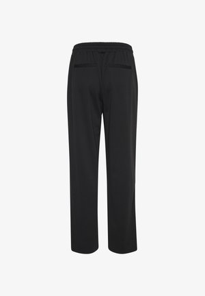 Zwarte joggingsbroek met een losse pasvorm, elastische tailleband en twee achterzakken. Glad textuur van de stof met een rechte pijpdesign.