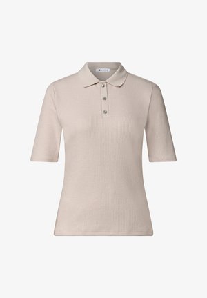 Street One, KNITTED-LOOK POLO SHIRT WITH RIBBED TEXTURE - Polo - clay sand mel.