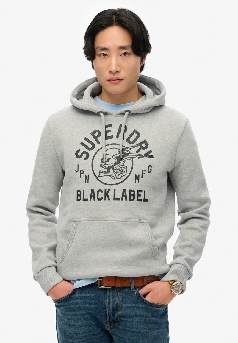Superdry & Co LABEL - Hoodie - grey marl