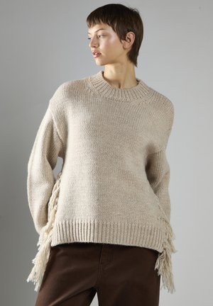 MARL FRINGE TRIM CREW-NECK - Neule - ecru marl