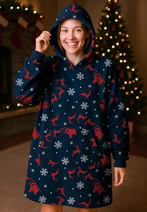 United Labels, X-MAS OVERSIZE COZY HOODIE SANTA KUSCHELPULLOVER ÜBERGROSSE DECKENPULLOVER - Nachtwäsche Shirt - blau