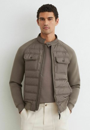 Reiss, CONNOR HYBRID QUILTED INTERLOCK FLAP-POCKET JACKET - Könnyű dzseki - taupe brown