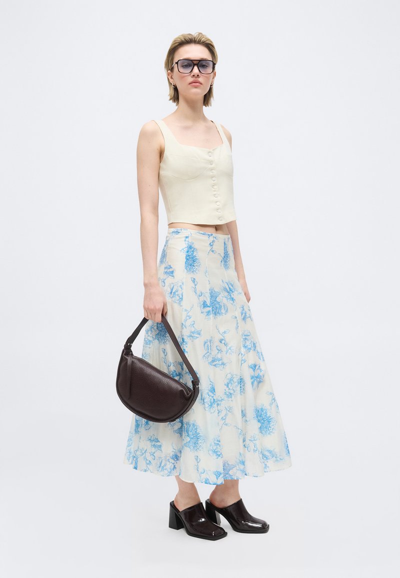 Jupe plissée asymétrique Helmut Lang en polyester bleu marine ref