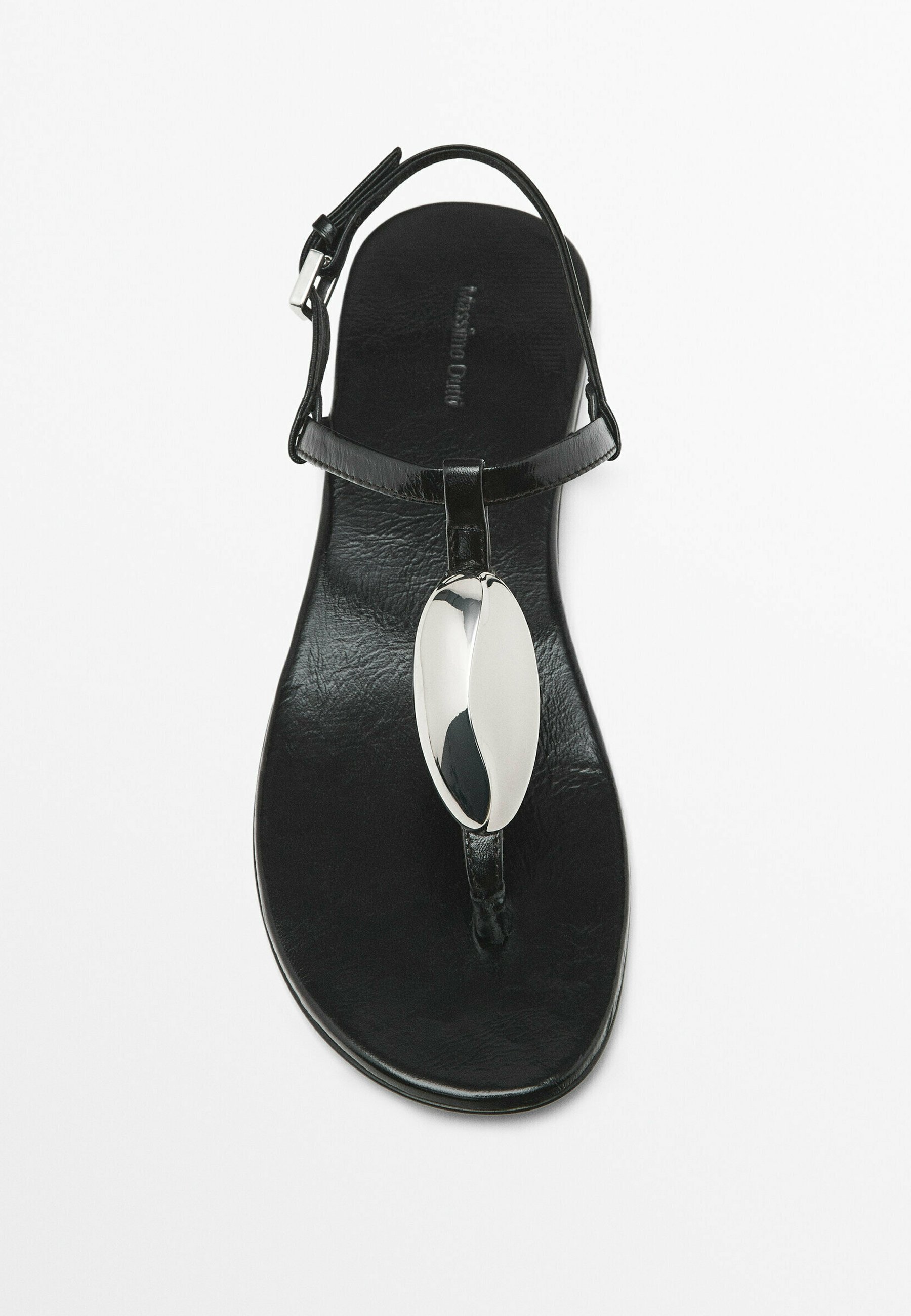 Massimo Dutti RHINESTONE - T-bar sandals - black - Zalando.co.uk