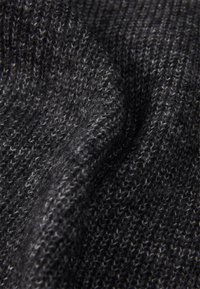 Knitted fabric in dark gray with a soft texture, featuring a subtle variegated pattern and a slightly raised stitch design.