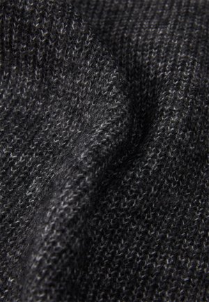 Knitted fabric in dark gray with a soft texture, featuring a subtle variegated pattern and a slightly raised stitch design.