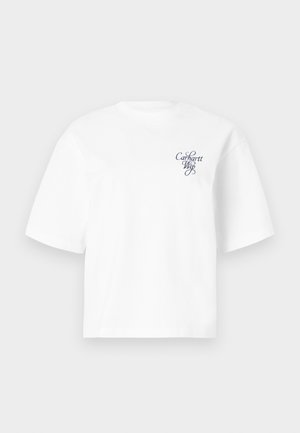 Λευκό κοντομάνικο T-shirt με φαρδιά εφαρμογή και μικρό λογότυπο "Carhartt Wip" σε καλλιγραφικά στην αριστερή πλευρά του στήθους.
