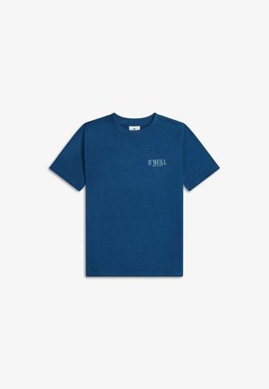 Blaues T-Shirt mit kurzen Ärmeln und Rundhalsausschnitt mit kleinem weißen O'Neill-Logo auf der linken Brust.