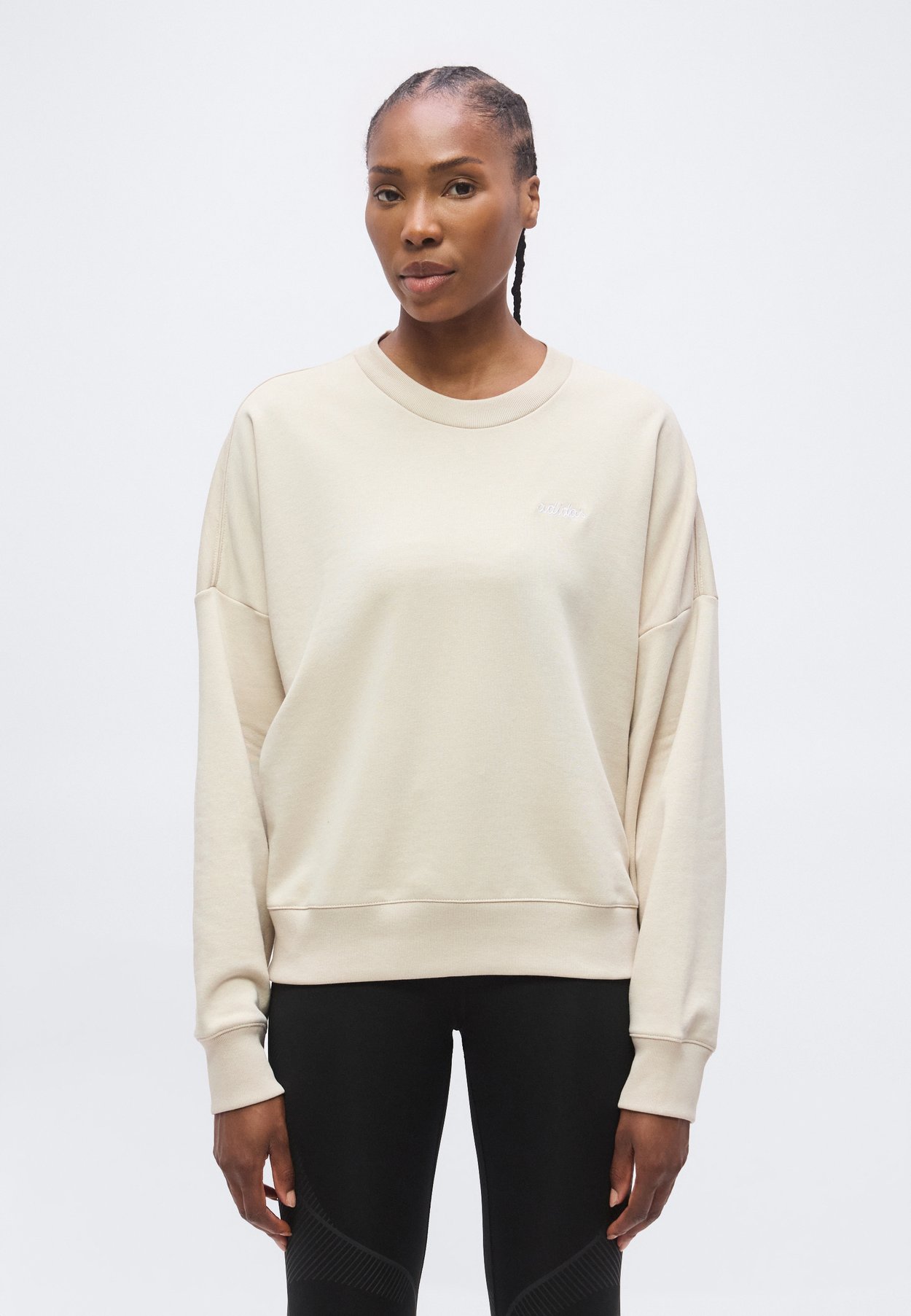 adidas SEASONAL ESSENTIALS COLORPOP WITH EMBROIDERED GRAPHIC - Sweatshirt - beige/frozen purple
