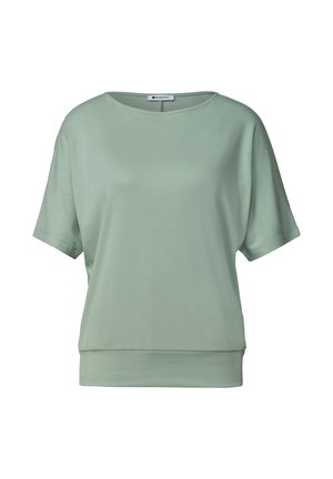 Street One, BASIC SHIRT MIT BOAT NECK UND ELASTIKBUND - T-shirt basique - eucalyptus green