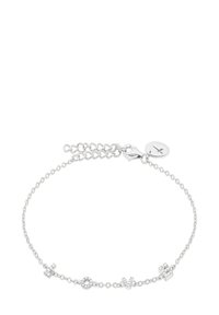 Sølv kædearmbånd med cirkulære og stjerneformede accenter, udsmykket med klare cubic zirconia detaljer, sikret med en krabbe-lås.