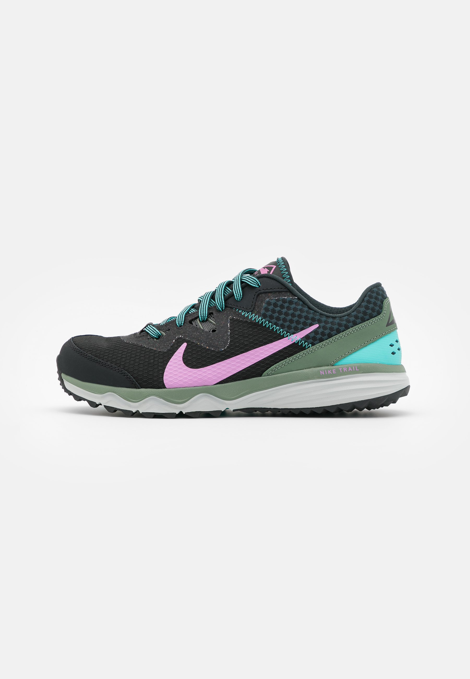 pink and green running shoes
