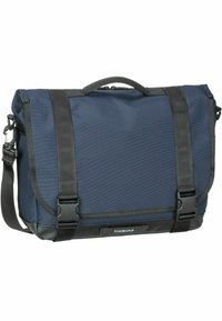 Borsa a tracolla navy realizzata in tessuto resistente con dettagli neri. Caratterizzata da un manico superiore, una tracolla regolabile e chiusure a fibbia.