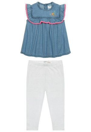 DENIM TOP AND LEGGING SET - Tajice - light blue denim white