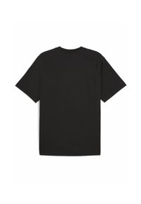 Sort bomulds t-shirt med en afslappet pasform, korte raglanærmer og en glat tekstur. Har en klassisk rund halsudskæring og ingen grafik.
