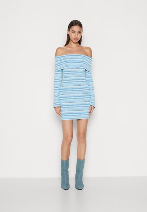NA-KD BASMA BADA OFF SHOULDER MINI DRESS - Φόρεμα σε ίσια γραμμή - blue