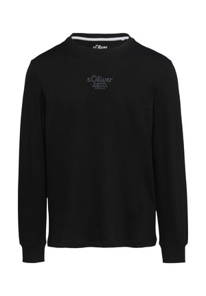 Zwarte long sleeve shirt van katoen met een ronde hals. Heeft een klein, subtiel s.Oliver logo in het blauw op de voorkant bij de borst.