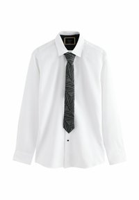 REGULAR FIT SINGLE CUFF AND TIE PACK - Košeľa - white black and silver textured tie