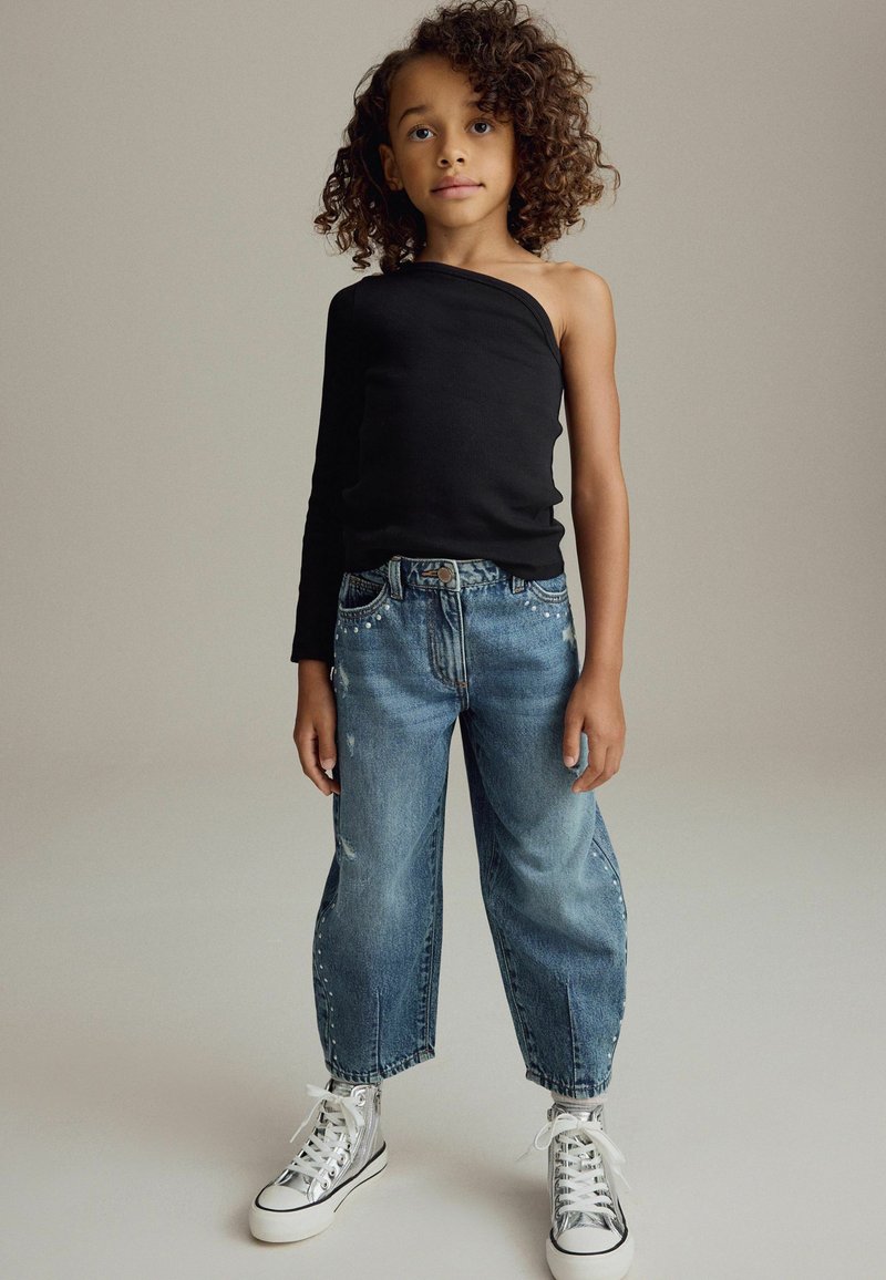 Next ONE SHOULDER - Tops ar garām piedurknēm - black