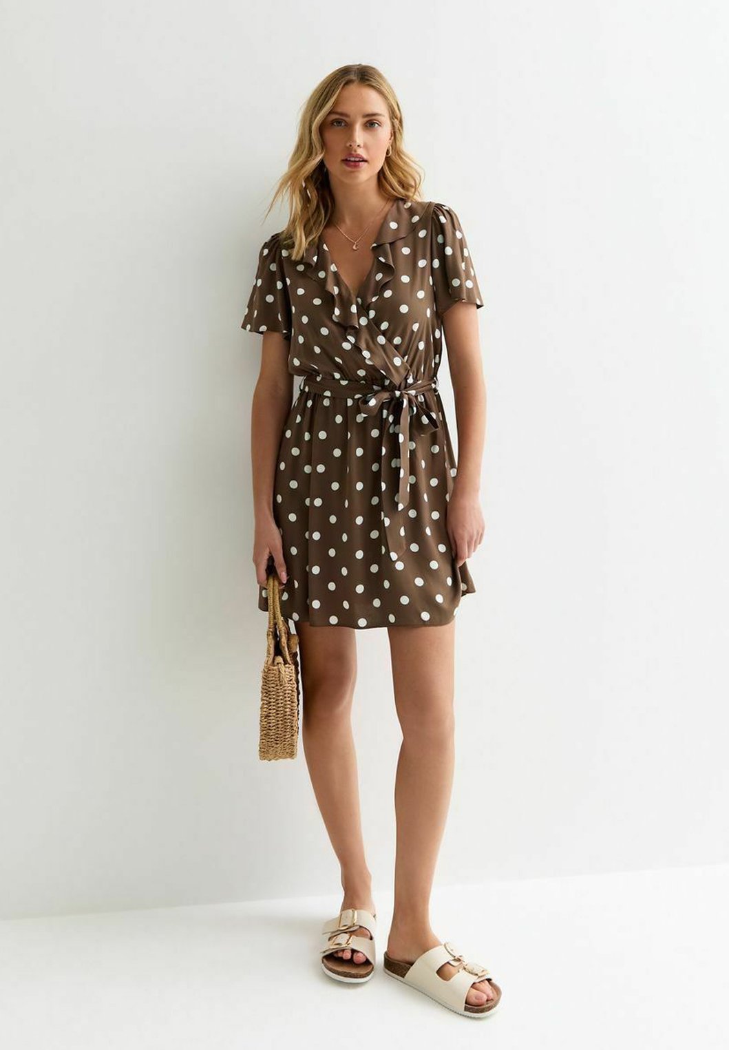 st agni brown dress Polka Dot Eco Midi Dress Chocolate Brown/White main image 0