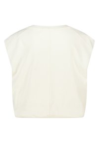 Cotton T-shirt in ivory with a relaxed fit, drop shoulders, and a straight back seam. Smooth texture and minimalistic design.