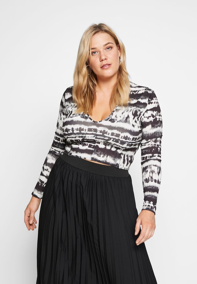 V NECK TIE DYE - Long sleeved top - black