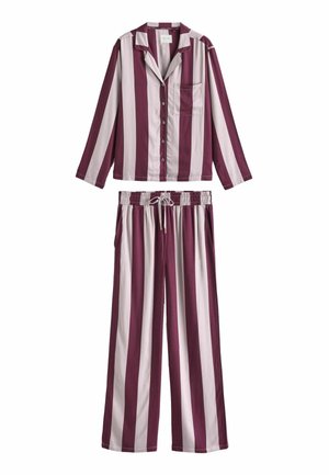 SET - Nachtwäsche Set - berry red stripe
