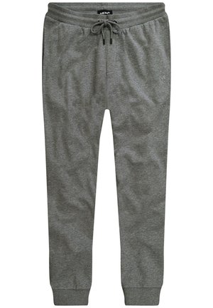 Graue Jogginghose aus weichem Stoff, mit einem elastischen Bund und Kordelzug, gerippten Knöchelabschlüssen und dezentem Branding.