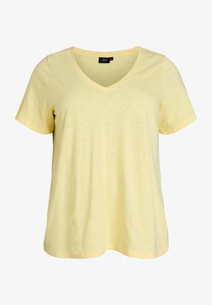 Zizzi, SHORT-SLEEVED BASIC T-SHIRT WITH V-NECK - Základné tričko - gelb