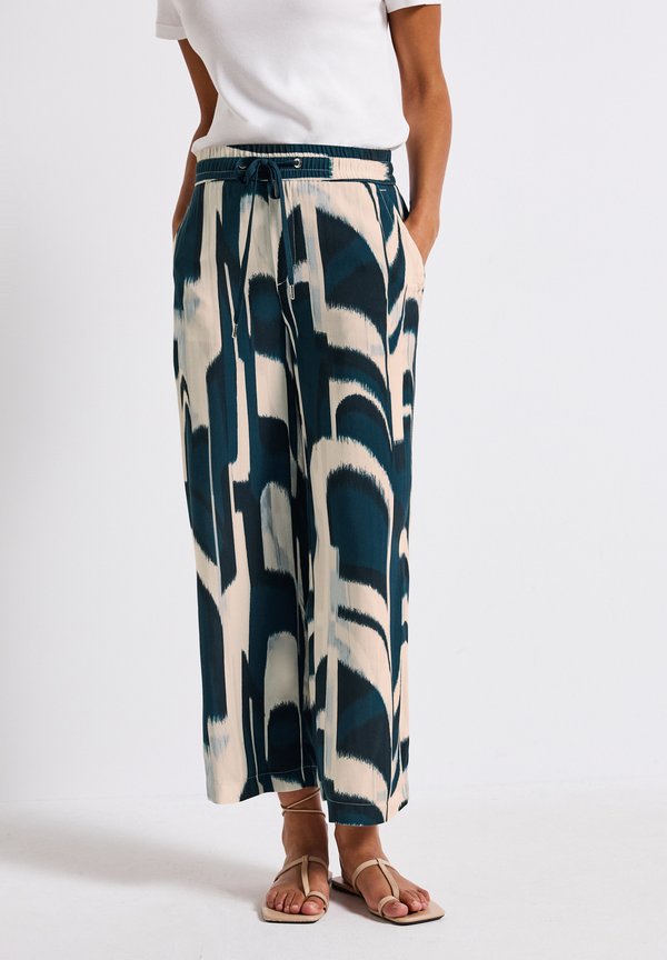 GEMUSTERTE WIDE - Stoffhose - türkis