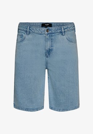 Svetlomodré rifľové šortky s predným gombíkom, pútkami na opasok a vreckami, označené štítkom "FLASH by Zwill."