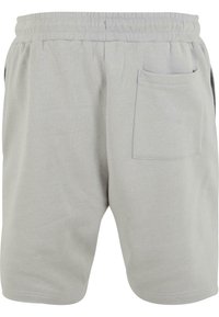 Lys gråshorts laget av myk bomullsblanding, med elastisk midje og én baklomme. Glatt tekstur og enkelt design.