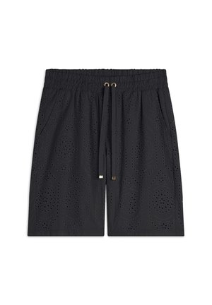 WITH BRODERIE ANGLAISE DETAILS - Shorts - black