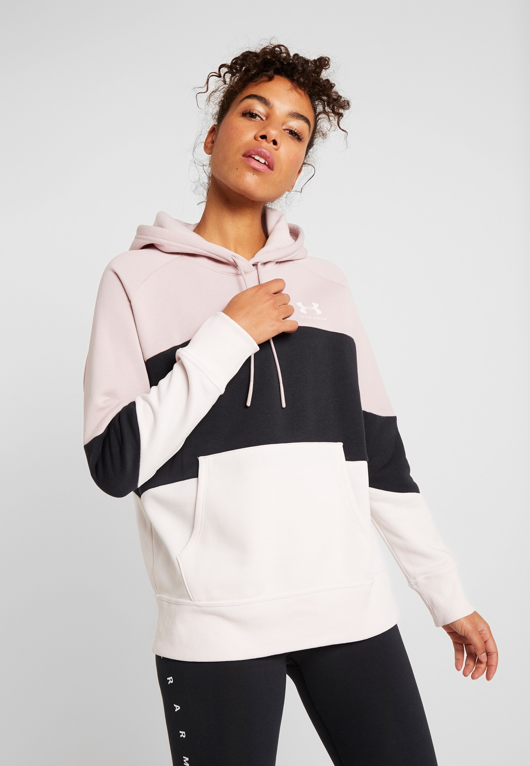 fleece color block hoodie