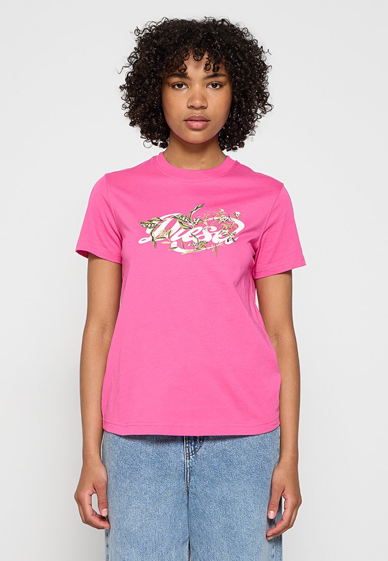 Diesel T-shirt print donkerroze