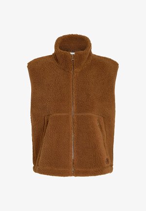 Noisy May, NMMASEY SHORT TEDDY VEST FWD NOOS - Bodywarmer - toffee