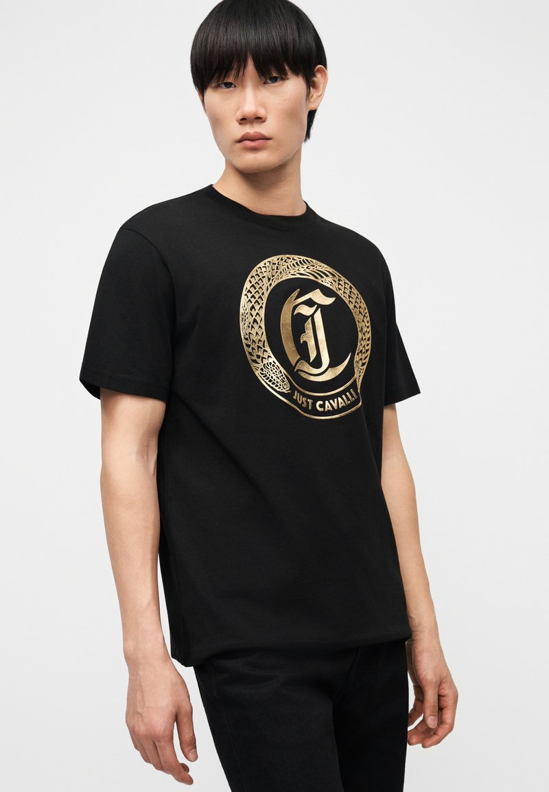 T-Shirt Just Cavalli Col V Imprimé Népal - Taille US 42 (EU 52) - 100% Coton Neuf