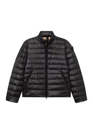 Zwarte lichtgewicht gewatteerde jas met ritssluiting aan de voorkant, met rits afsluitbare zijzakken, opstaande kraag en logopatches op de borst en linker mouw.